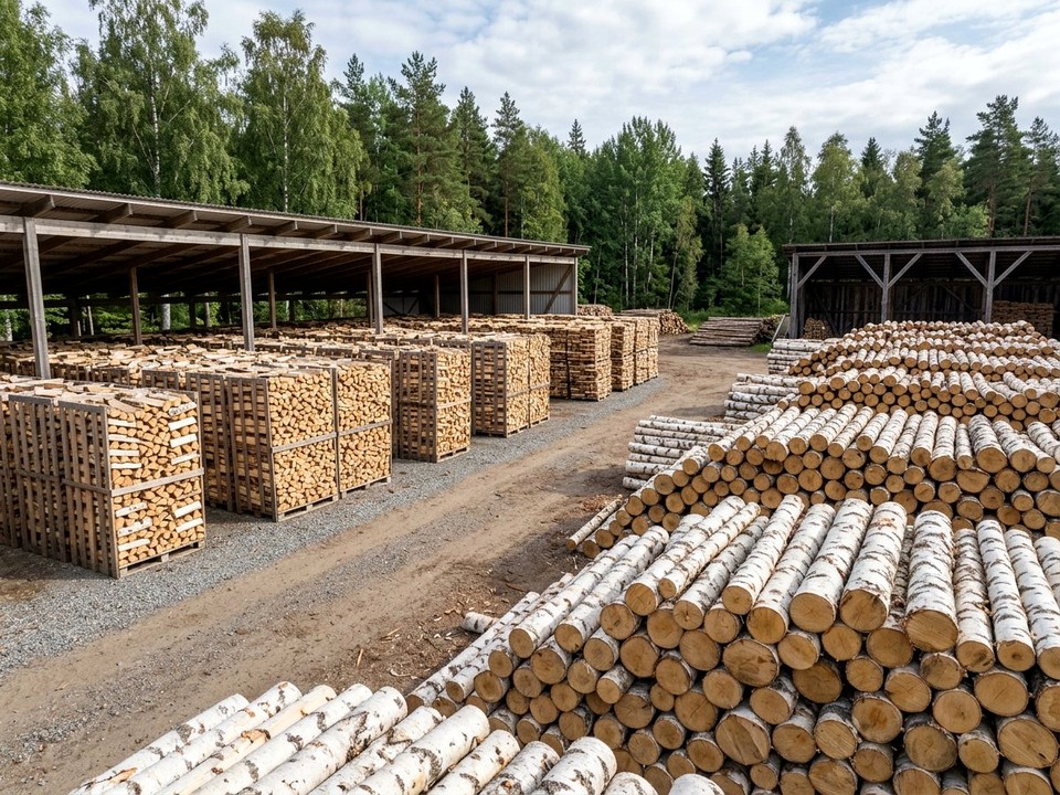 Кругляк берёзовый для распила в Марфино